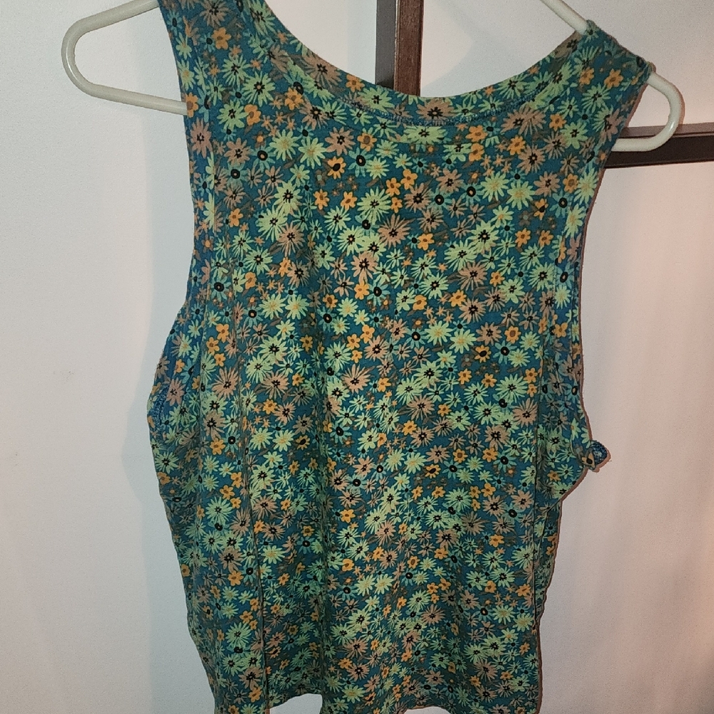 FIRM PRICE Secret Treasures Floral Tank Top - Teal and Yellow Pj Outfit